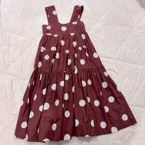 Polka Dot Kids Dress - Burgundy and White